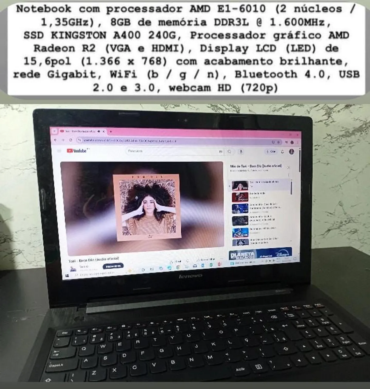 Vendo Notebook Levono 8 Ram, 240Gb SSD
