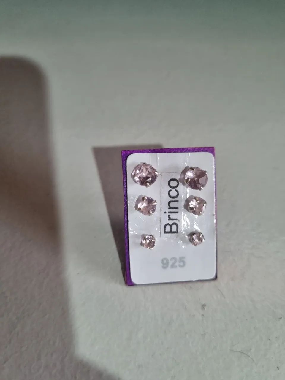 Brincos de Prata 925 com Pedra Rosa - Foto 2