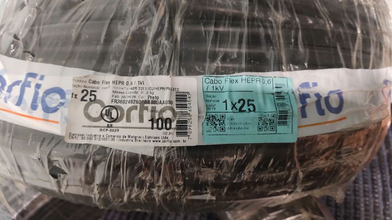Cabo Flex HEPR 0,6/1kV 1x25mm² - Corfio