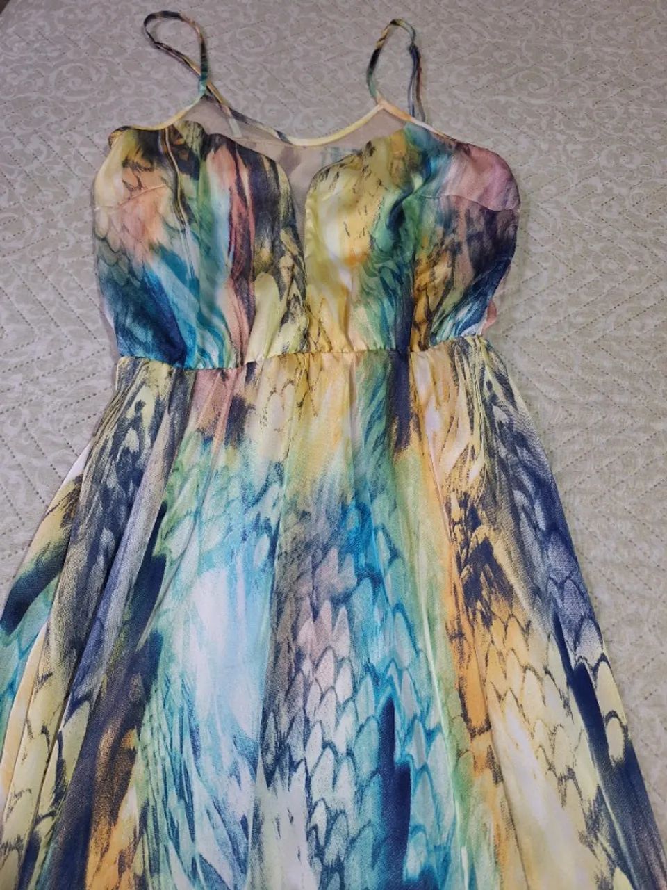 Vestido longo estampado de festa