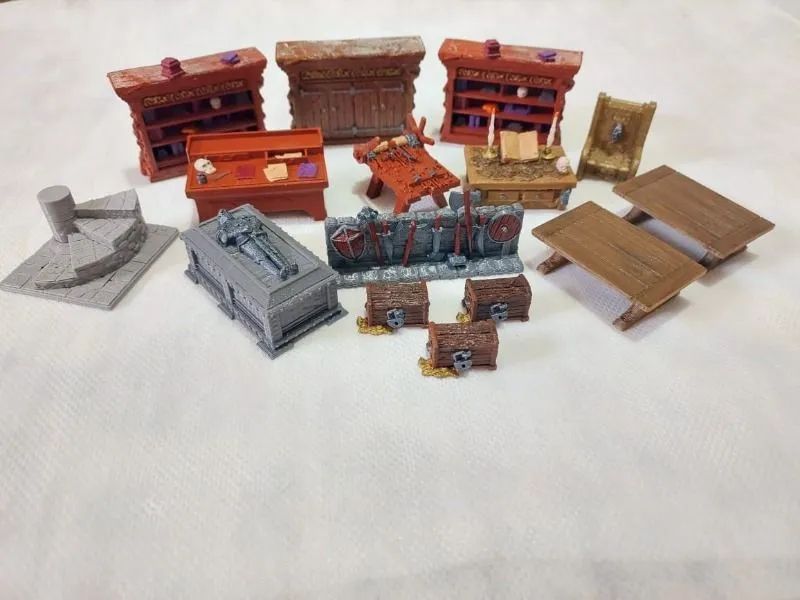 Kit 15 mobílias pintadas em 3d para For The Quest ou RPG + Extras