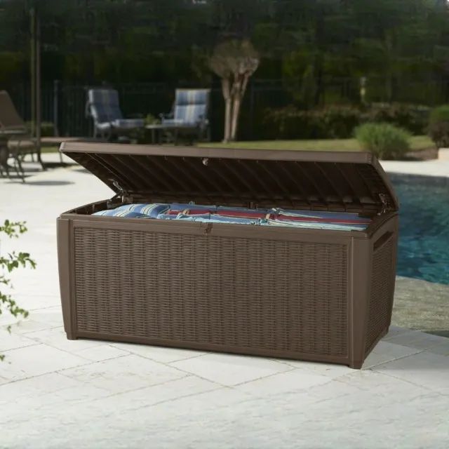 Bau Plástico 511L Keter Sumatra Marrom Quintal Piscina Sol/Chuva Banco 350kg - Foto 4