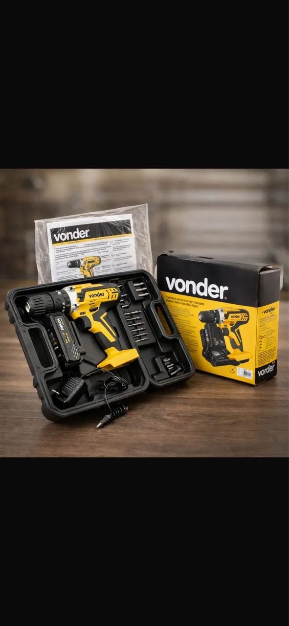 20V IMPACT DRILL/DRIVER WITH CARRY CASE BY VONDER, BOX + ACCESSORIES