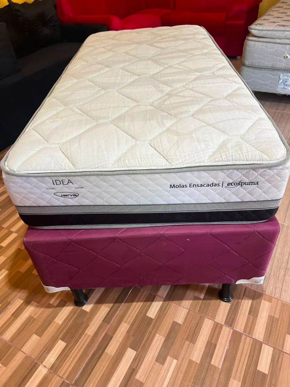 Cama box solteiro molas ensacadas usada - Foto 2