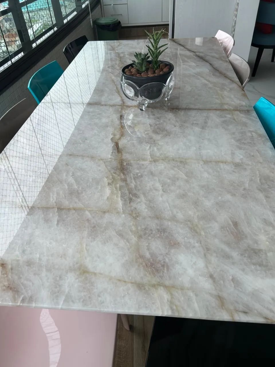 Tempo de mesa de jantar quartzo rosa 