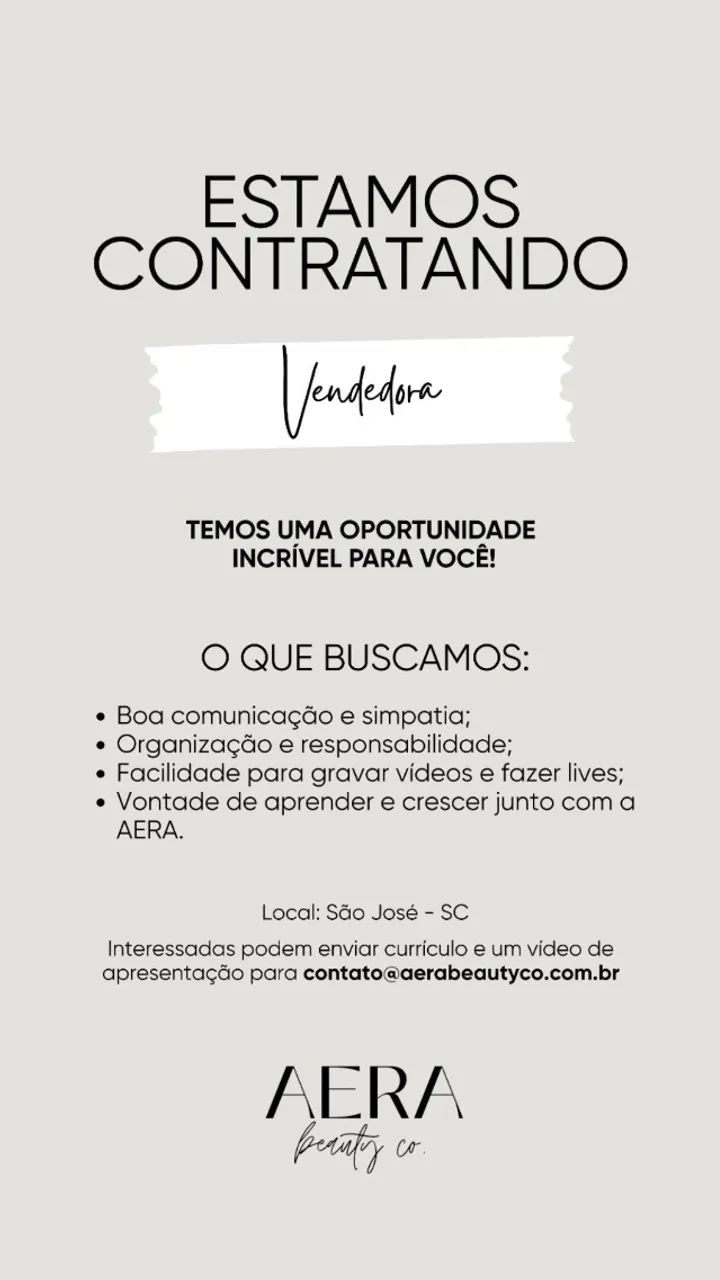 Vaga de emprego Aera Beauty 