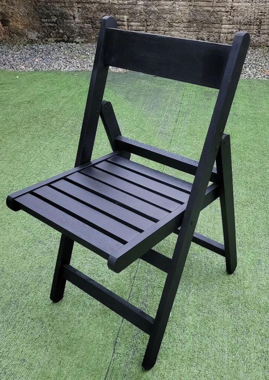Conjunto de Mesa e Cadeiras Dobráveis Preto - Foto 4