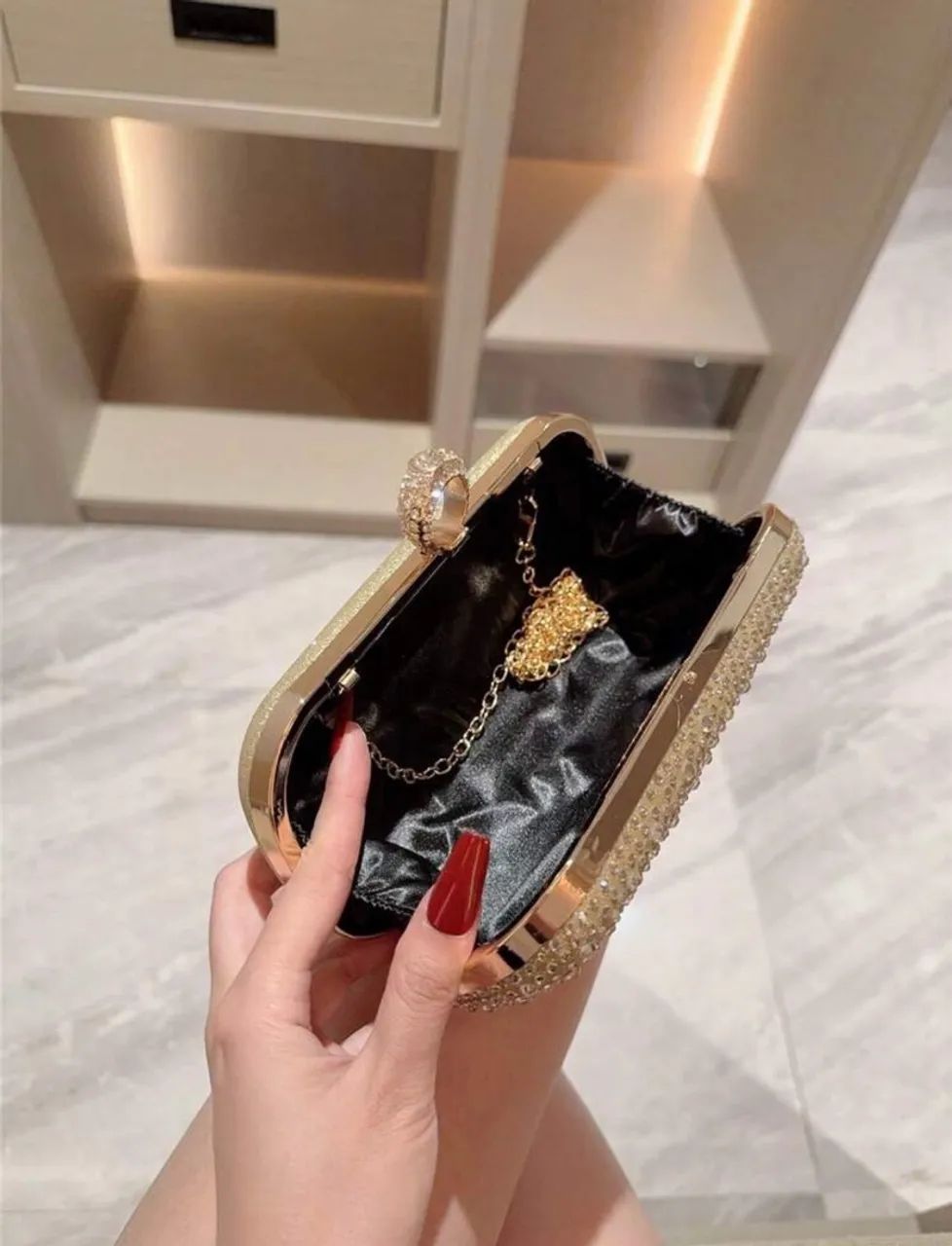 Clutch strass dourada - Foto 3