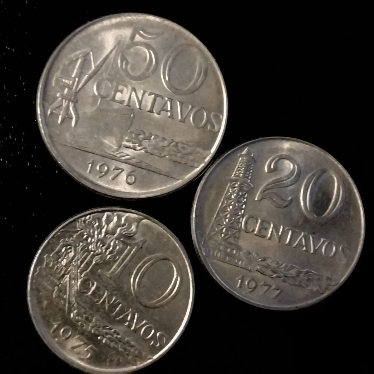 Lote 3 moedas 10 20 50 Centavos Aço Série Indústria 