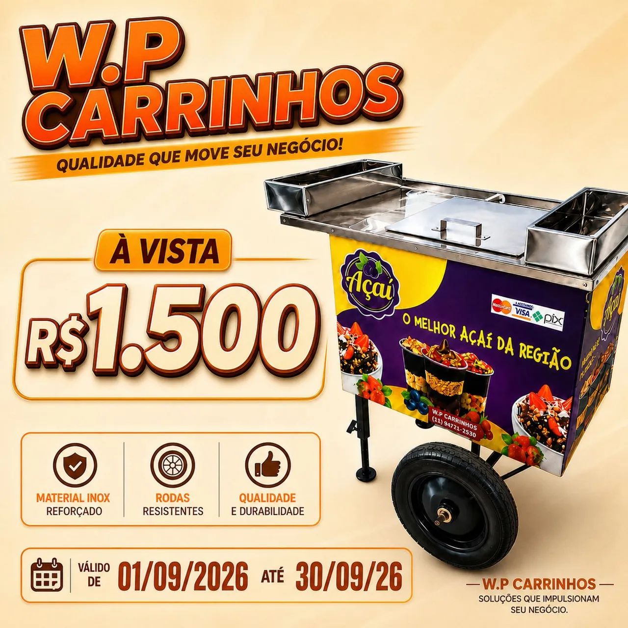 Carrinhos de açaí pequeno