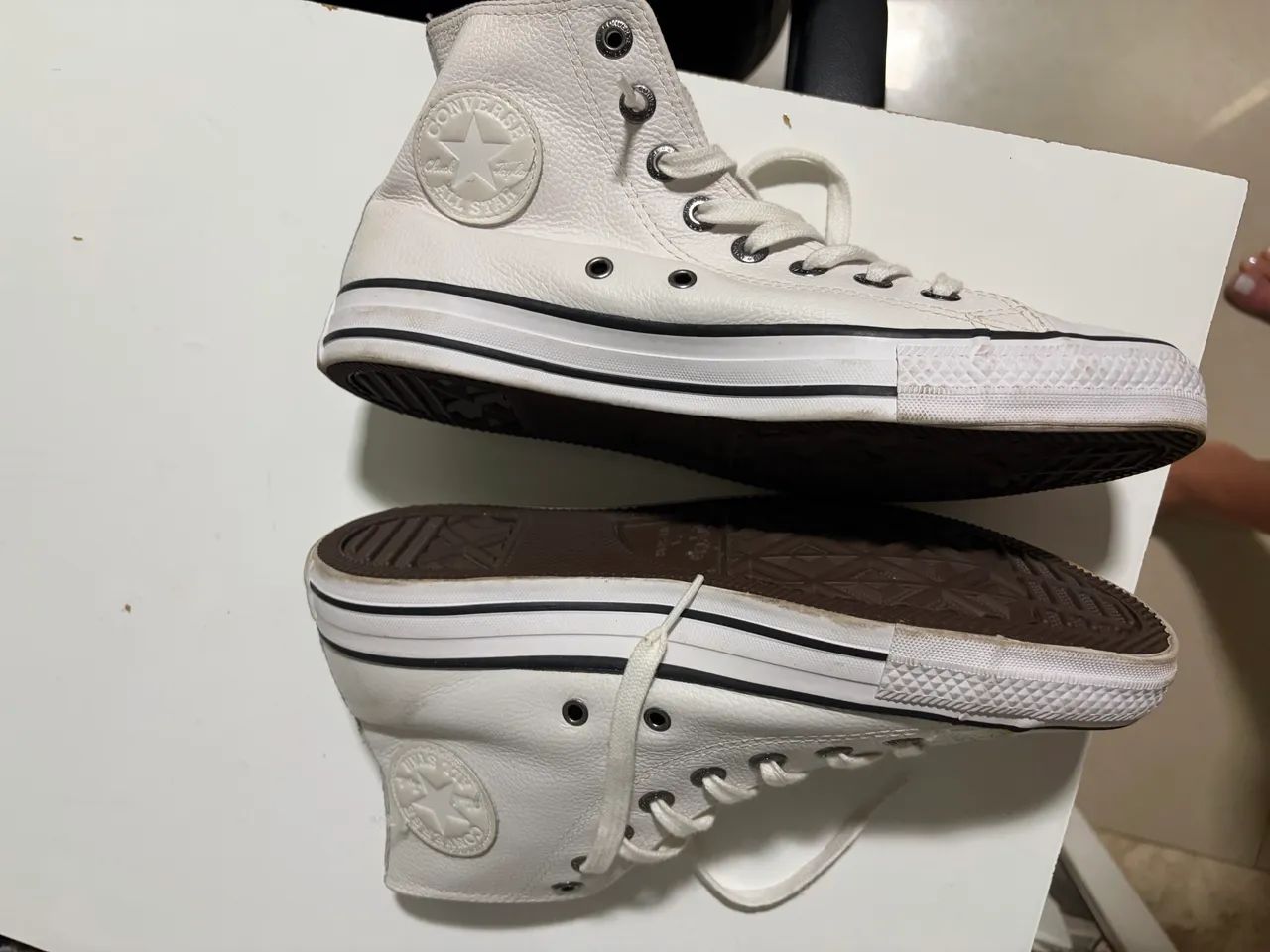 All star cano alto couro branco - Foto 5