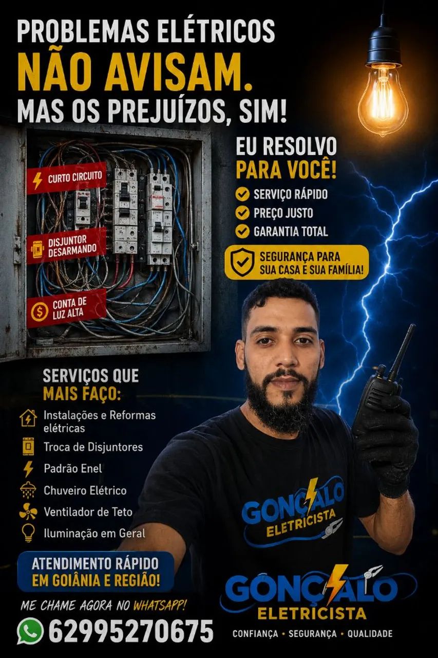 Eletricista 24h Goiânia | Orçamento Rápido