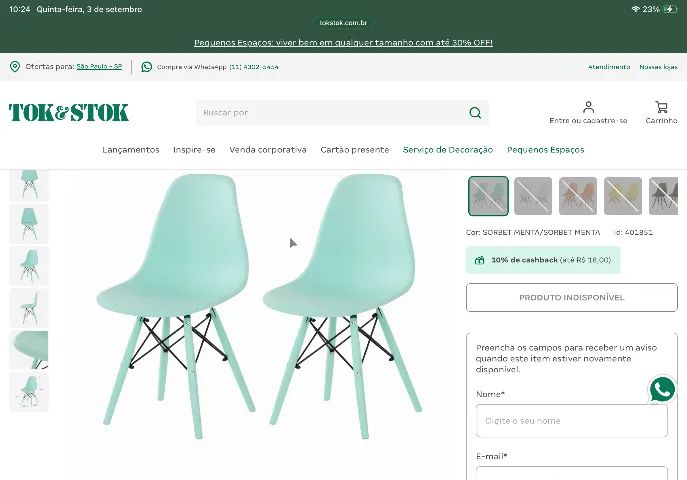 Cadeira verde menta 