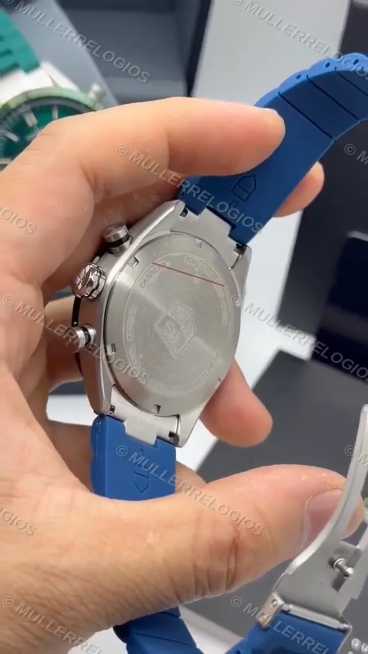 Tag Heuer Carrera Azul Pulseira de Borracha - Foto 3