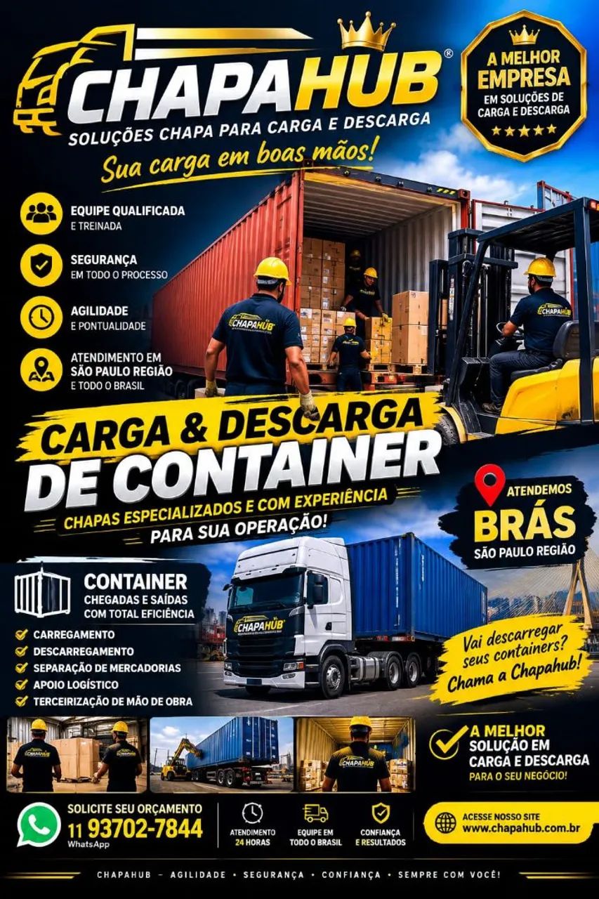 Chapa para carga e descarga de caminhões container 