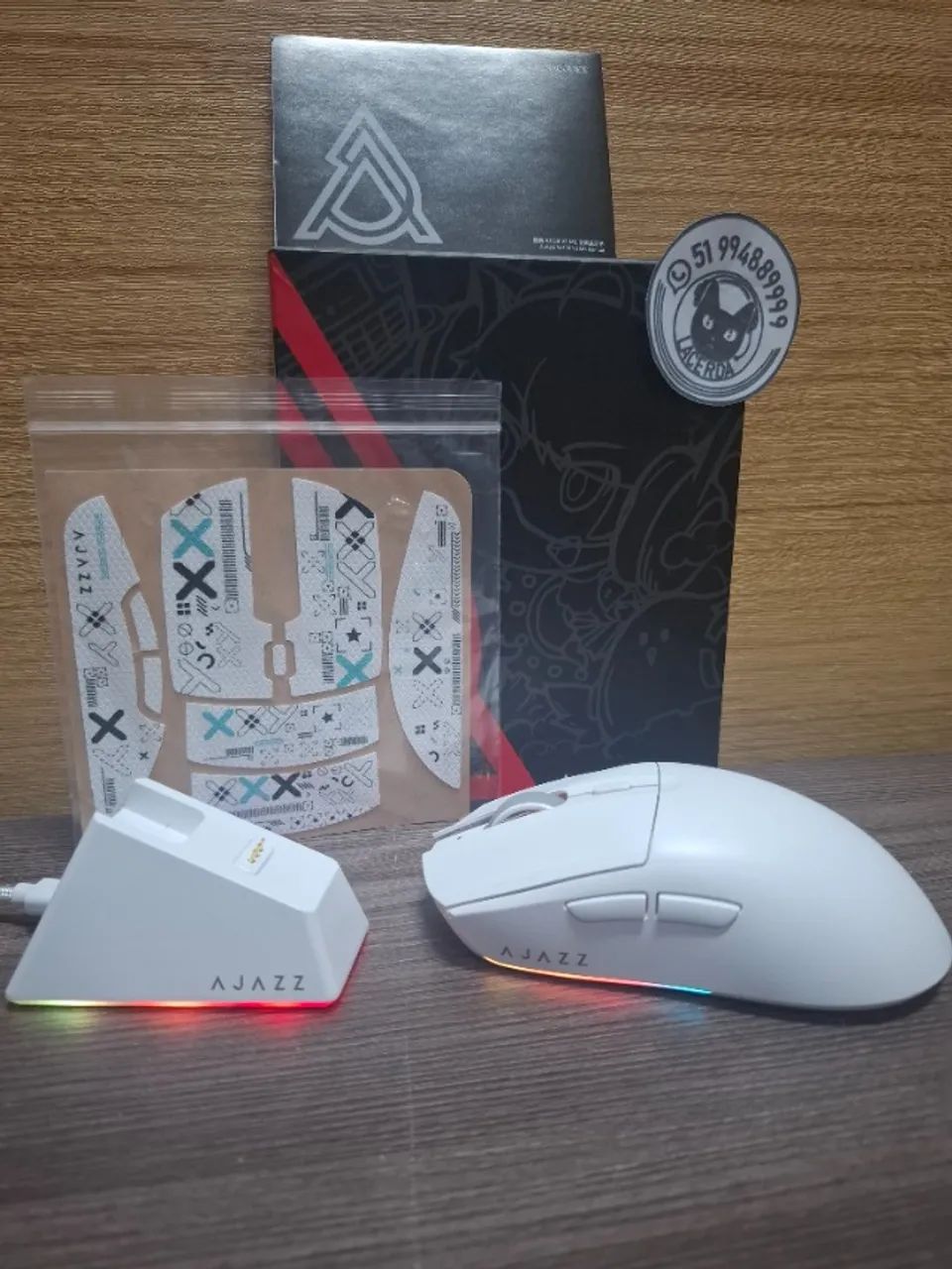 Mouse Sem Fio RGB Ajazz AJ139 V2 MC, Tri-Mode, C/ Base de