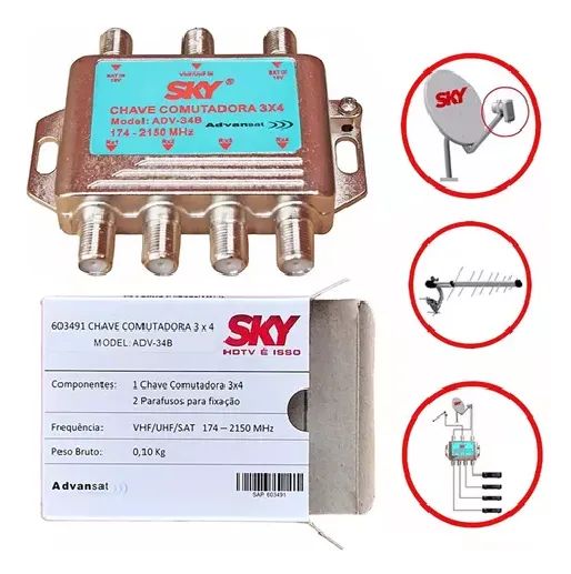 Chave comutadora 3x4 Universal C/ Diplexer Integrado - Foto 3