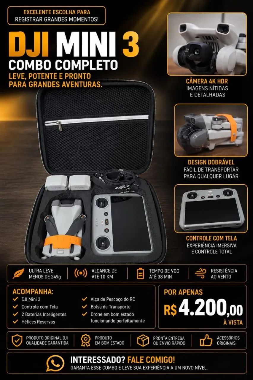 Drone DJI mini 3 com duas baterias