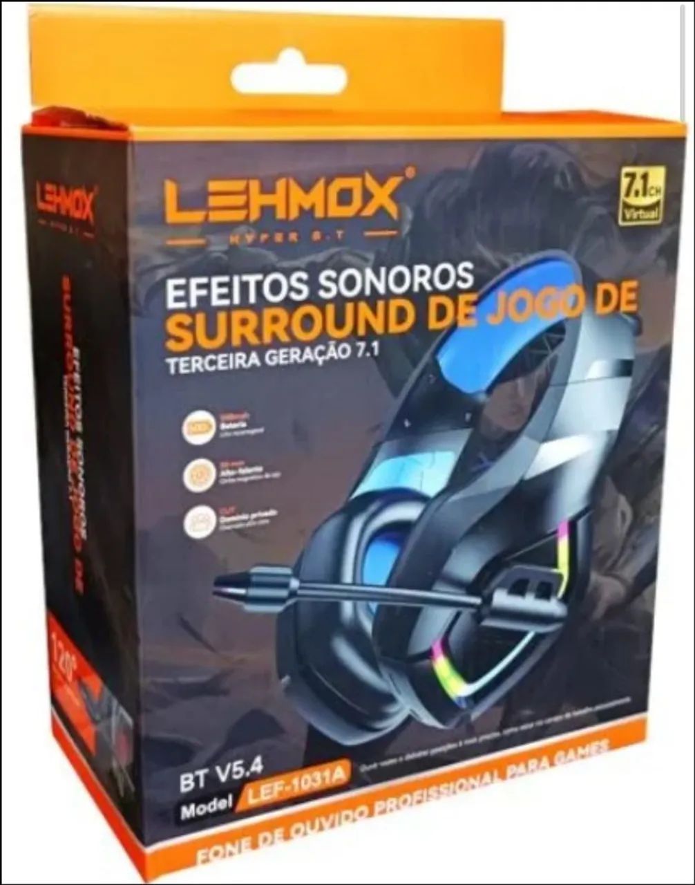 Headset Gamer Bluetooth Lehmox Hyper B.T - 7.1. LEF-1031A - Foto 3