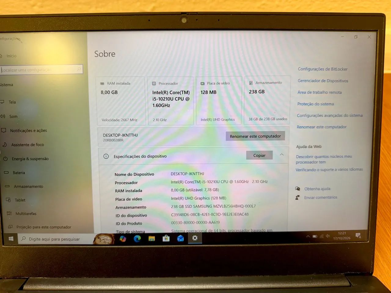 Notebook Lenovo Thinkpad i5 de 10 Geração  - Foto 5