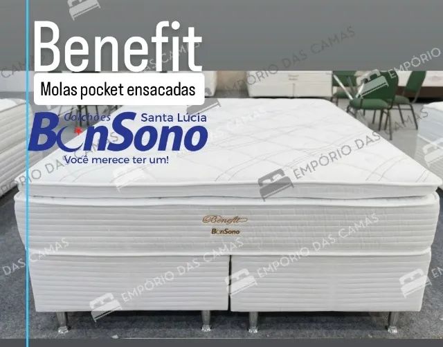 Cama queen size Bonsono base bipartida pronta entrega base e colchão 