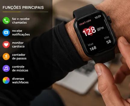 Smartwatch Preto | Tela Grande | Pronta Entrega - Foto 4