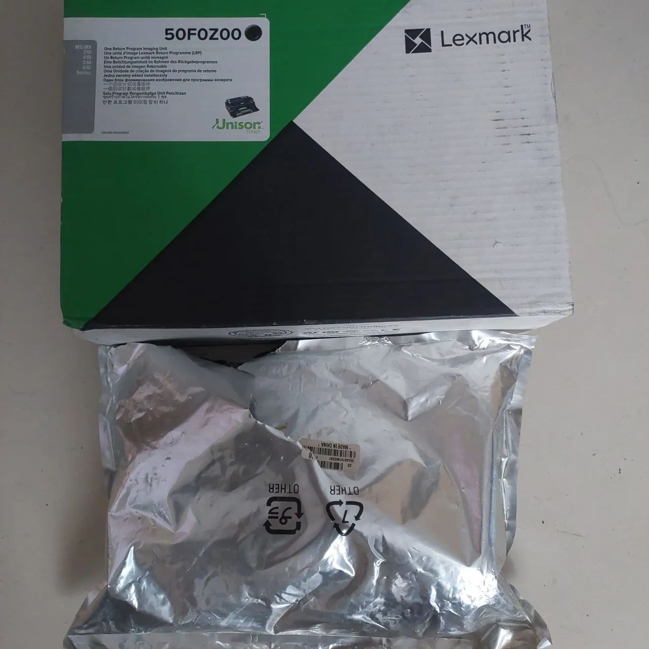 Fotocondutor lexmark 50F0Z00 violado embalagem