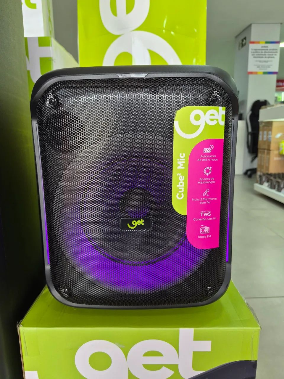 Caixa de Som Bluetooth TWS GET, Cube 2
