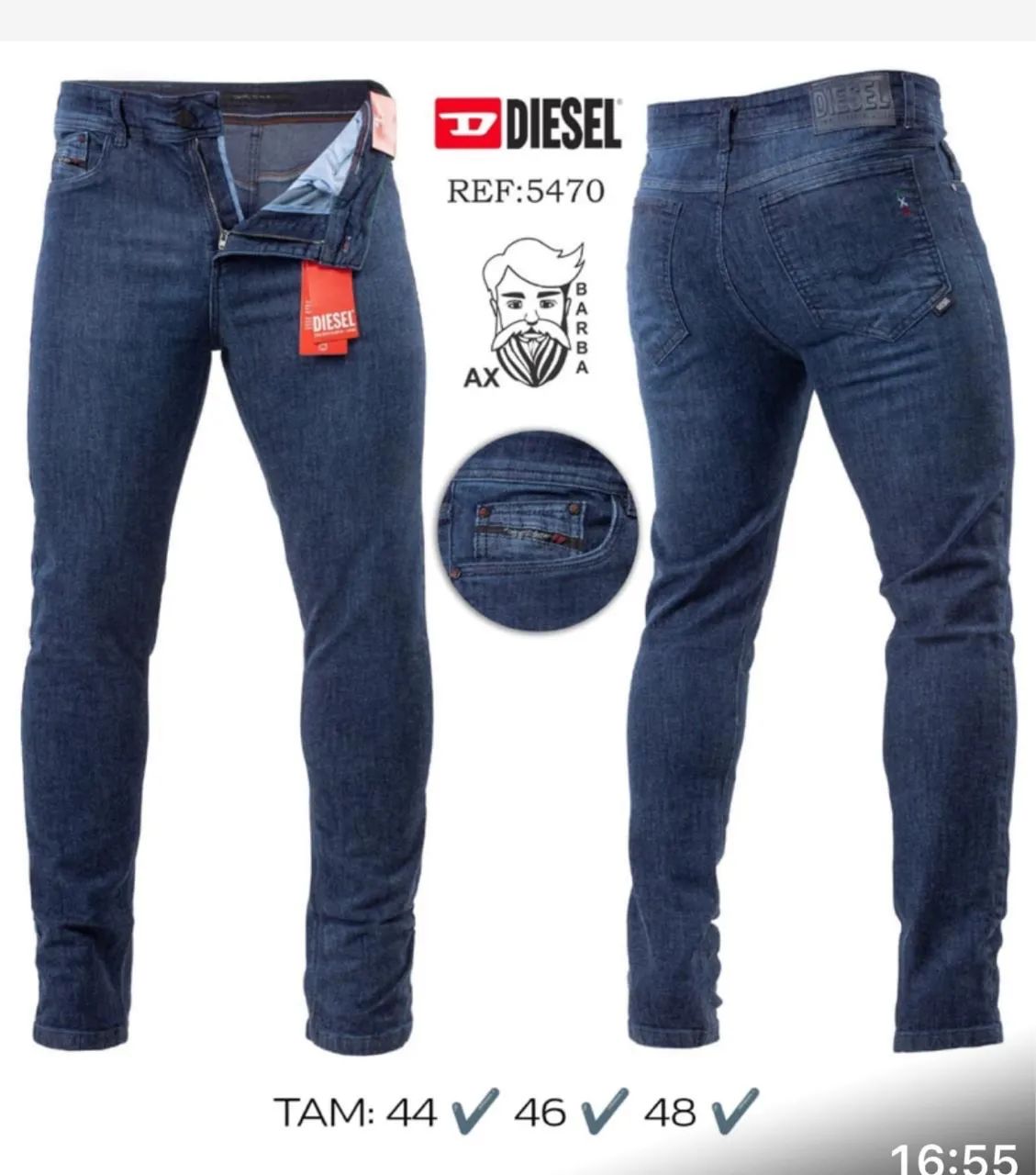 Calça jeans masculina premium 