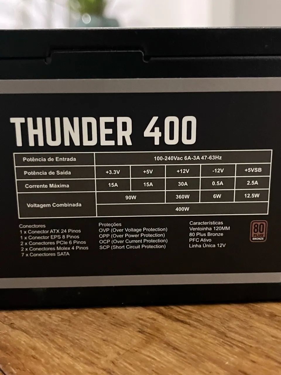 FONTE THUNDER 400W 80PLUS BRONZE - Foto 2