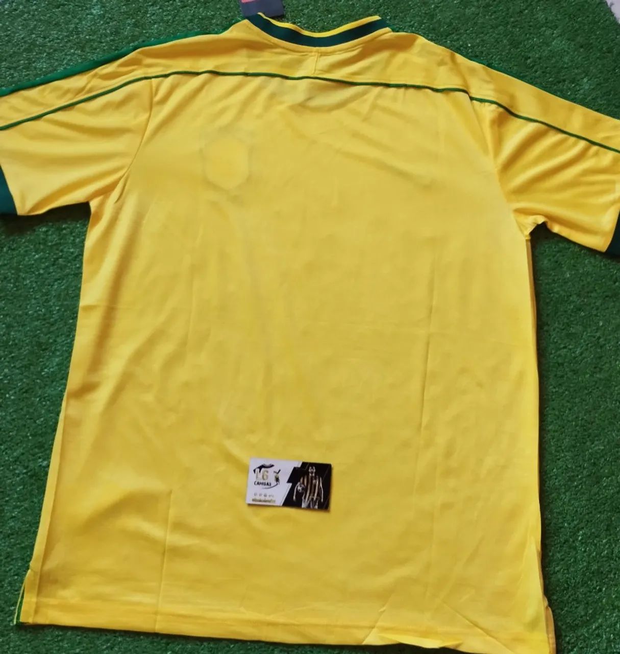 Camisa Retrô Brasil Seleção Brasileira Ronaldo 1998 Amarela - Home Personalizada - Foto 4
