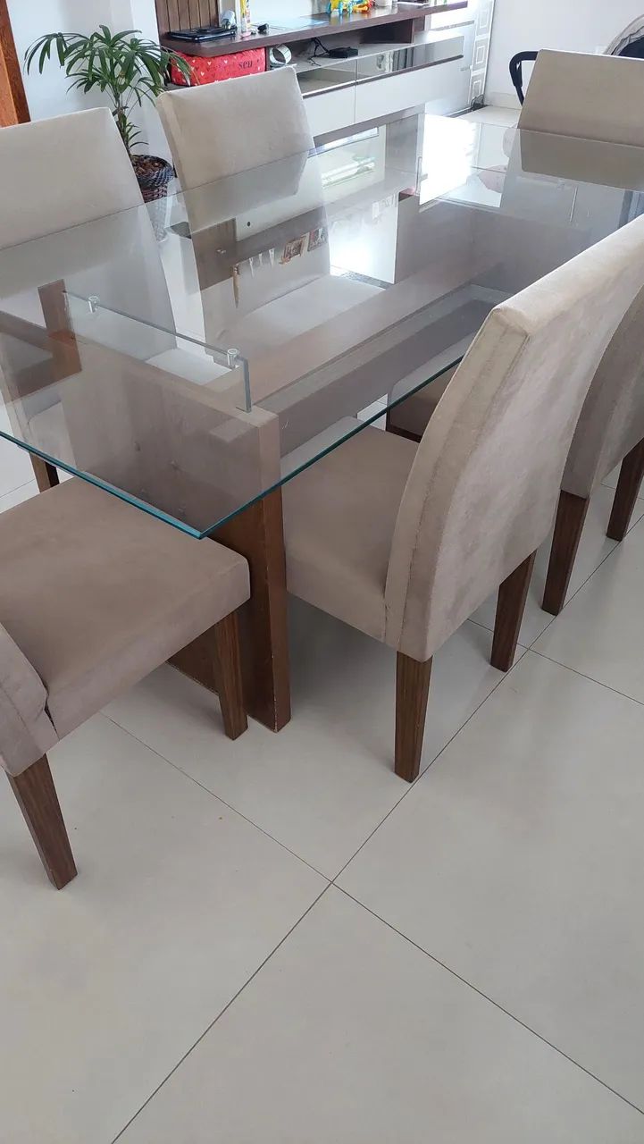 Mesa de vidro 6 cadeiras - Foto 3