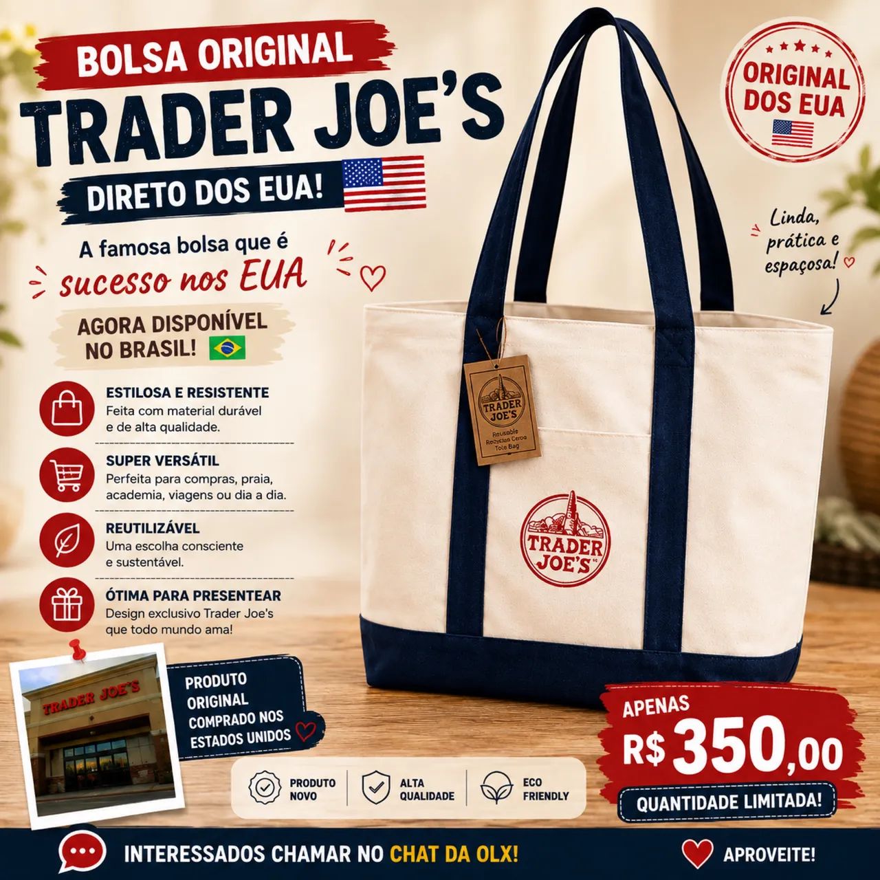 ? BOLSA TRADER JOE?S ORIGINAL - DIRETO DOS EUA ?