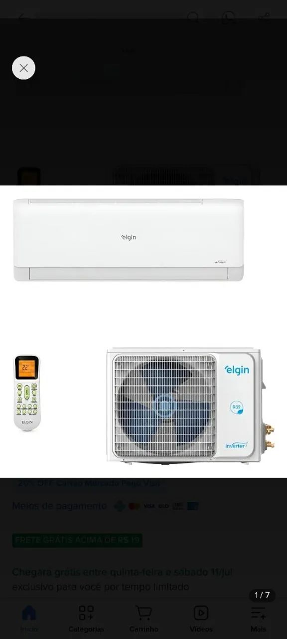Ar condicionado Elgin 9000 BTUs 