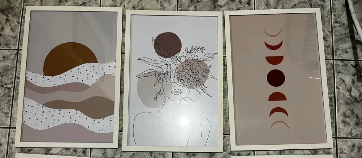 Conjunto de 3 Quadros Decorativos com Vidro - Estilo Boho Moderno - Foto 4