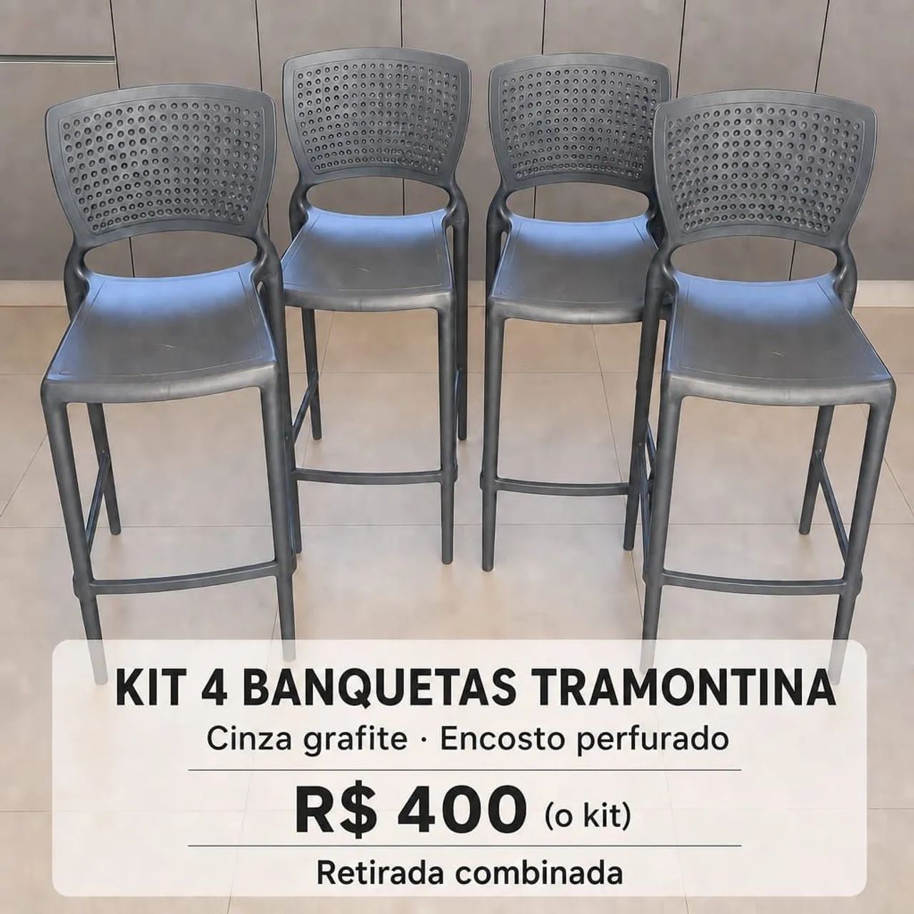 Kit 4 banquetas Tramontina