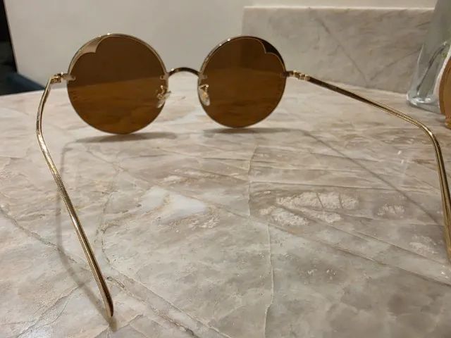 óculos de sol vintage redondo com lente marrom - Foto 4