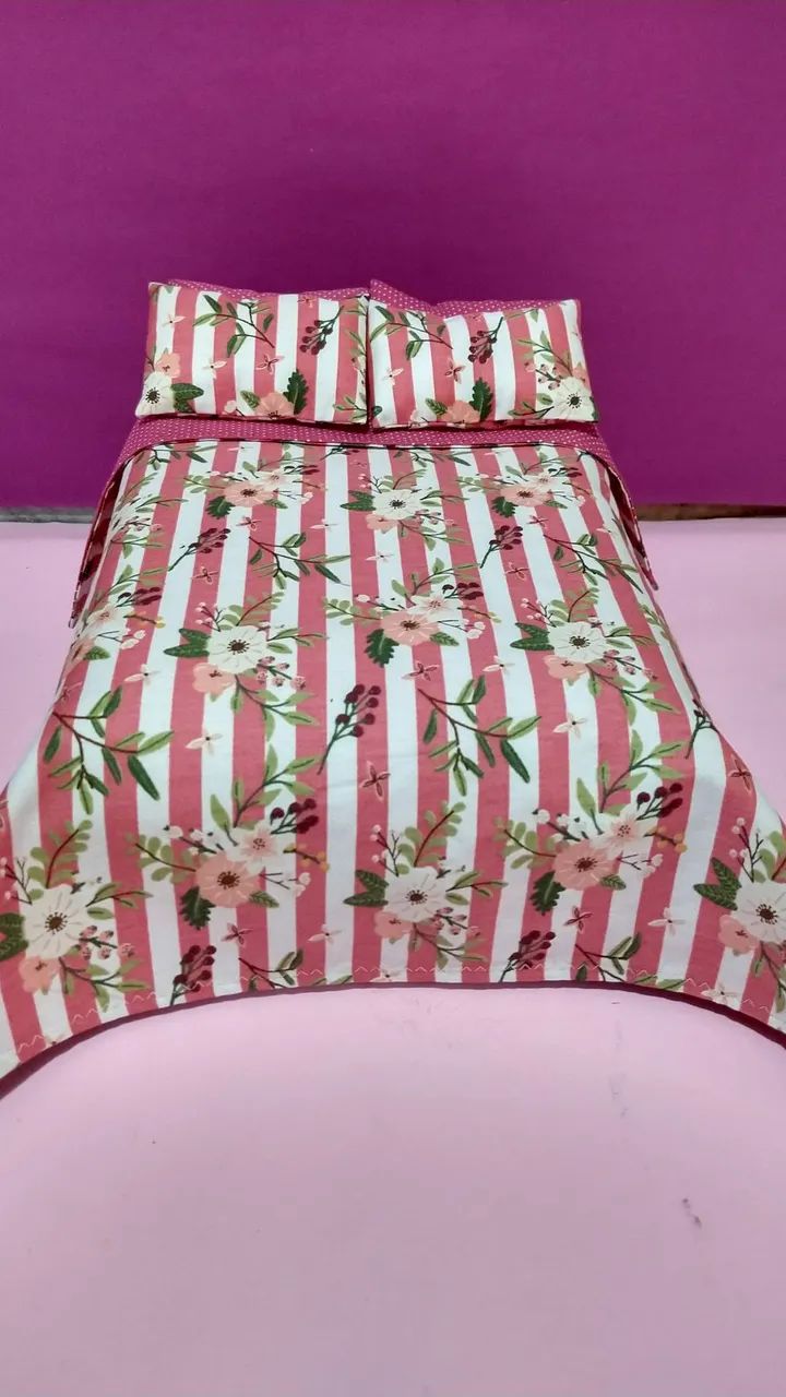 Colcha de cama para Barbie rosa floral - Foto 2