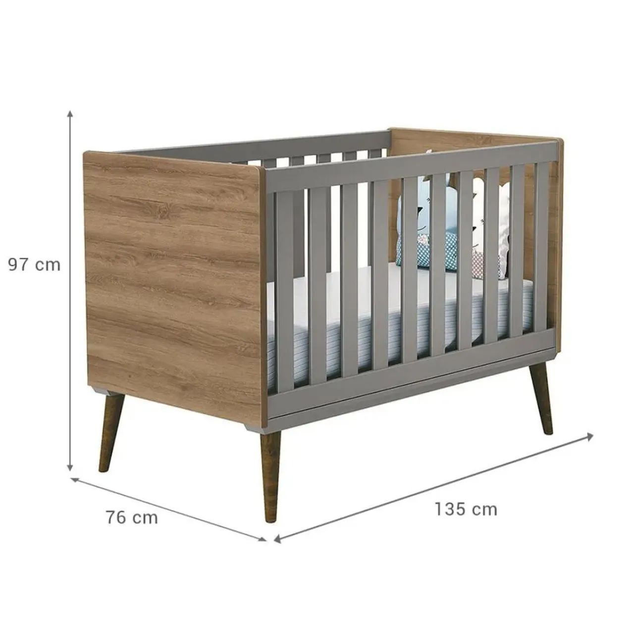Berço Mini Cama Retro Cor Cinza - Foto 3