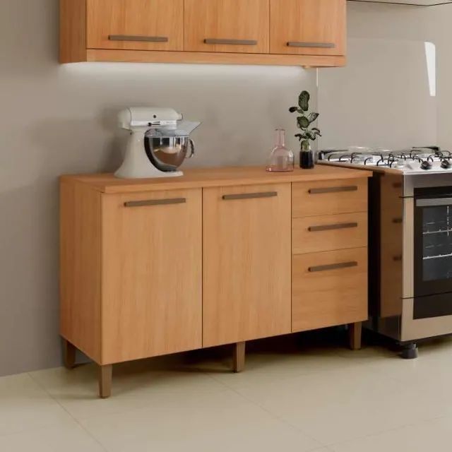 Balcão de Cozinha Diamante 3Pts 2Gvs Cinamomo Arte Moveis - Entrega Rápida! 