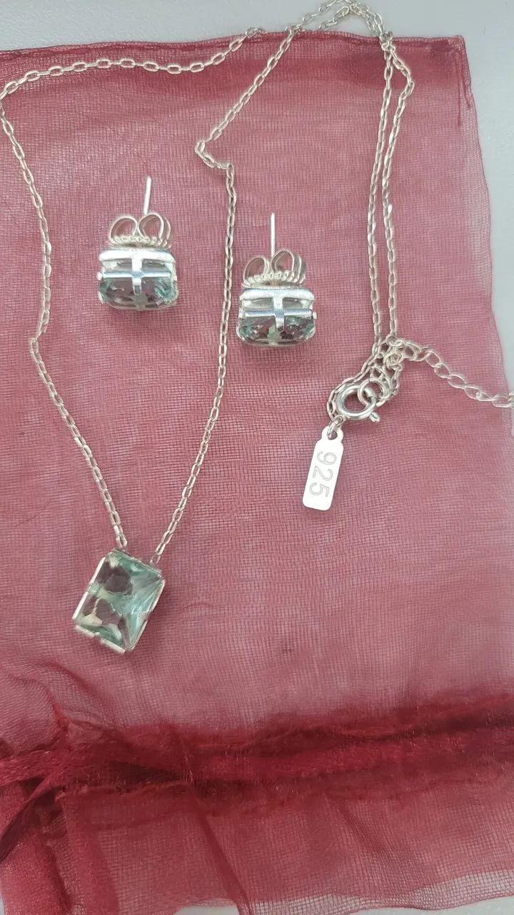 Conjunto brinco  e colar prata 925 - Foto 5