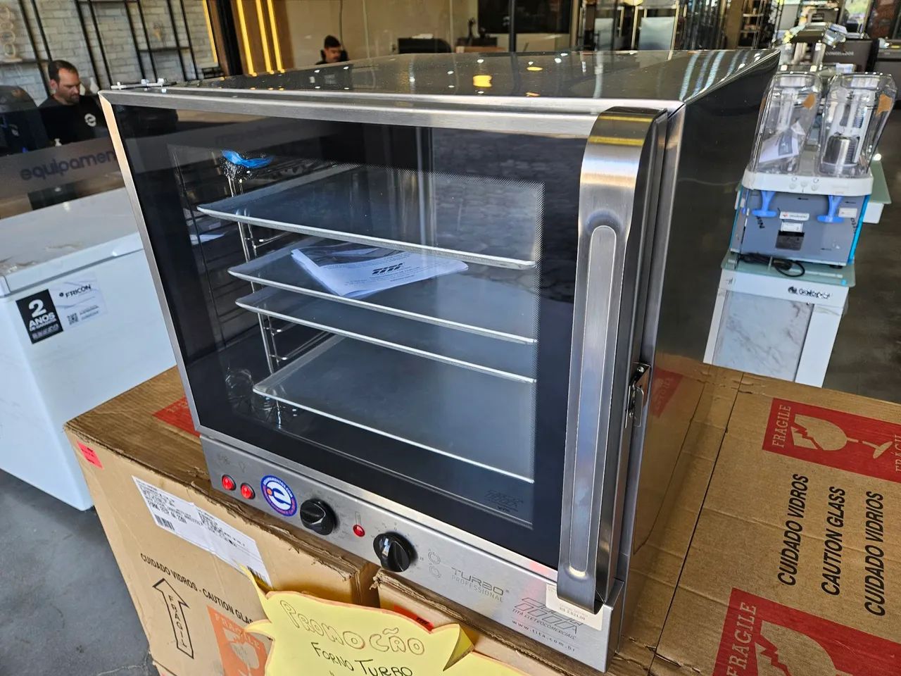 forno convector elétrico 3000W com 4 assadeiras - novo