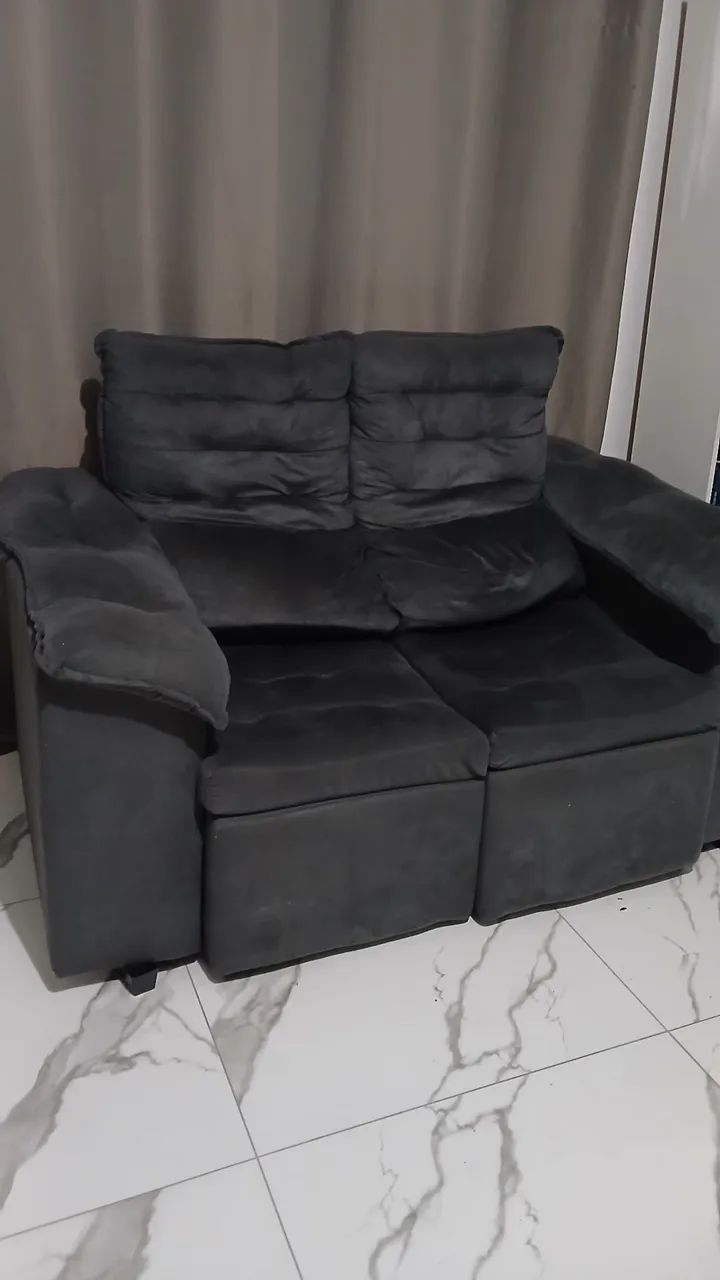 SOFÁ RETRÁTIL 2 LUGARES CINZA  - Foto 5