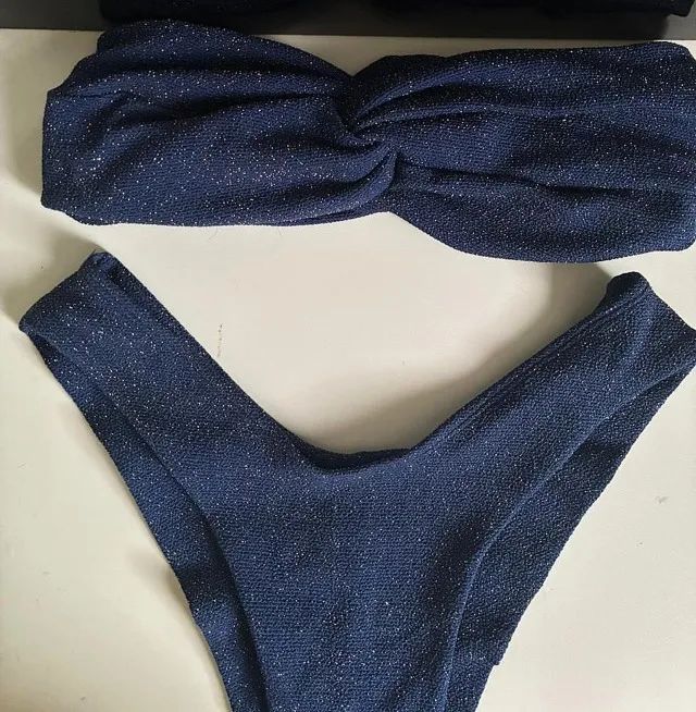 Biquíni lurex azul marinho