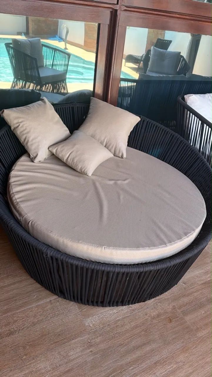 Sofá chaise em alumínio e corda náutica 