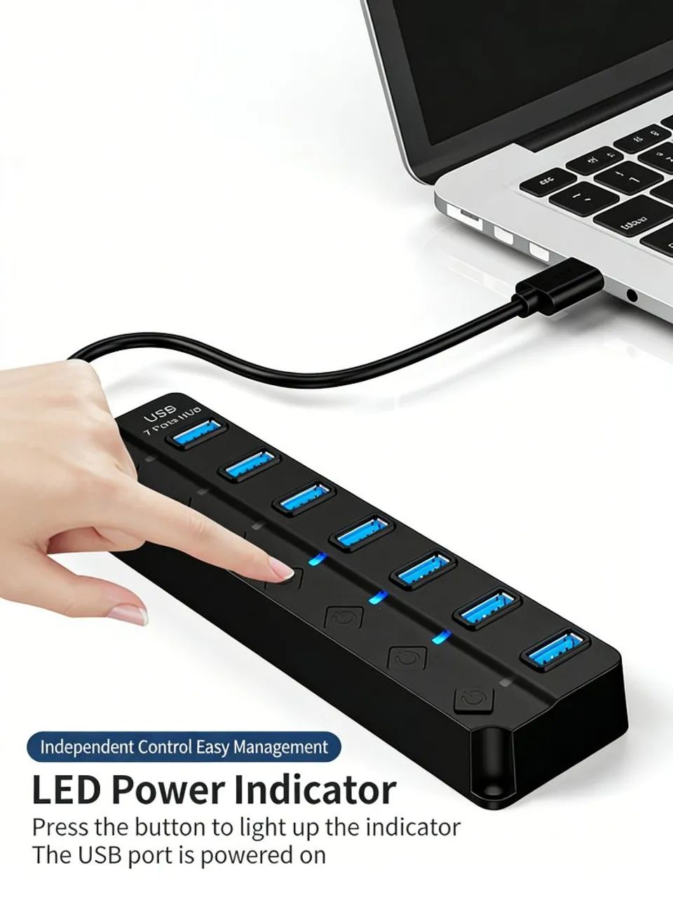 Hub USB 3.0 com led indicador  - Foto 5