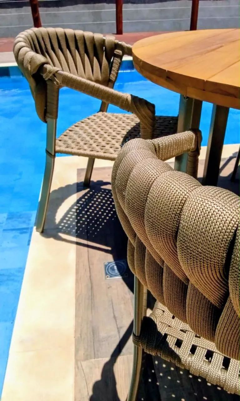 Conjunto mesa e cadeiras tricô corda náutica  - Foto 6