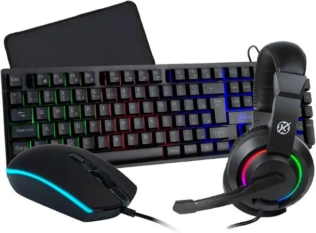 Kit KalKan - Teclado, Mouse, Headset e Mouse pad.