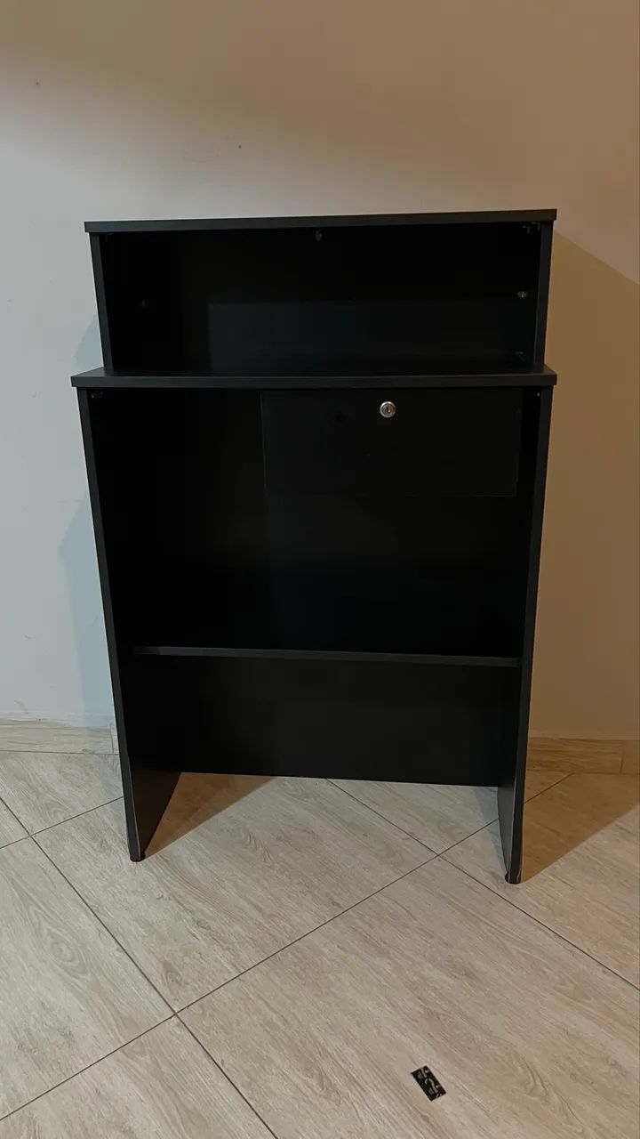 Cômoda / Escrivaninha Preta com Gaveta