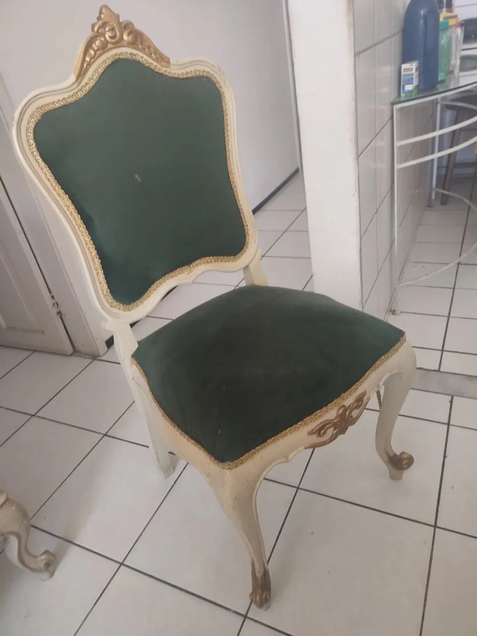 Mesa Luís XV + 6 Cadeiras Vintage Douradas - Conjunto Completo - Foto 4